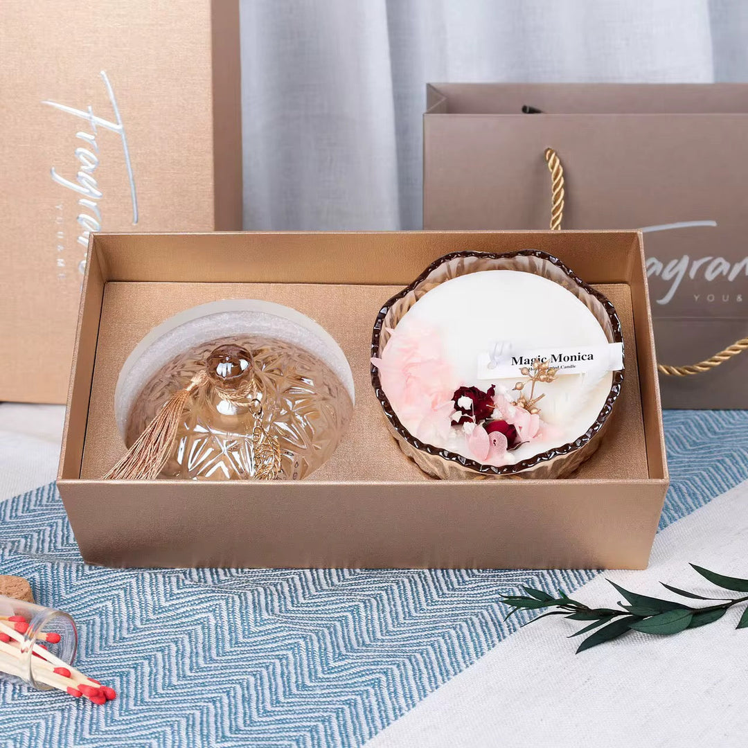 Luxury Scented Candle Gift Set with Glass Jar