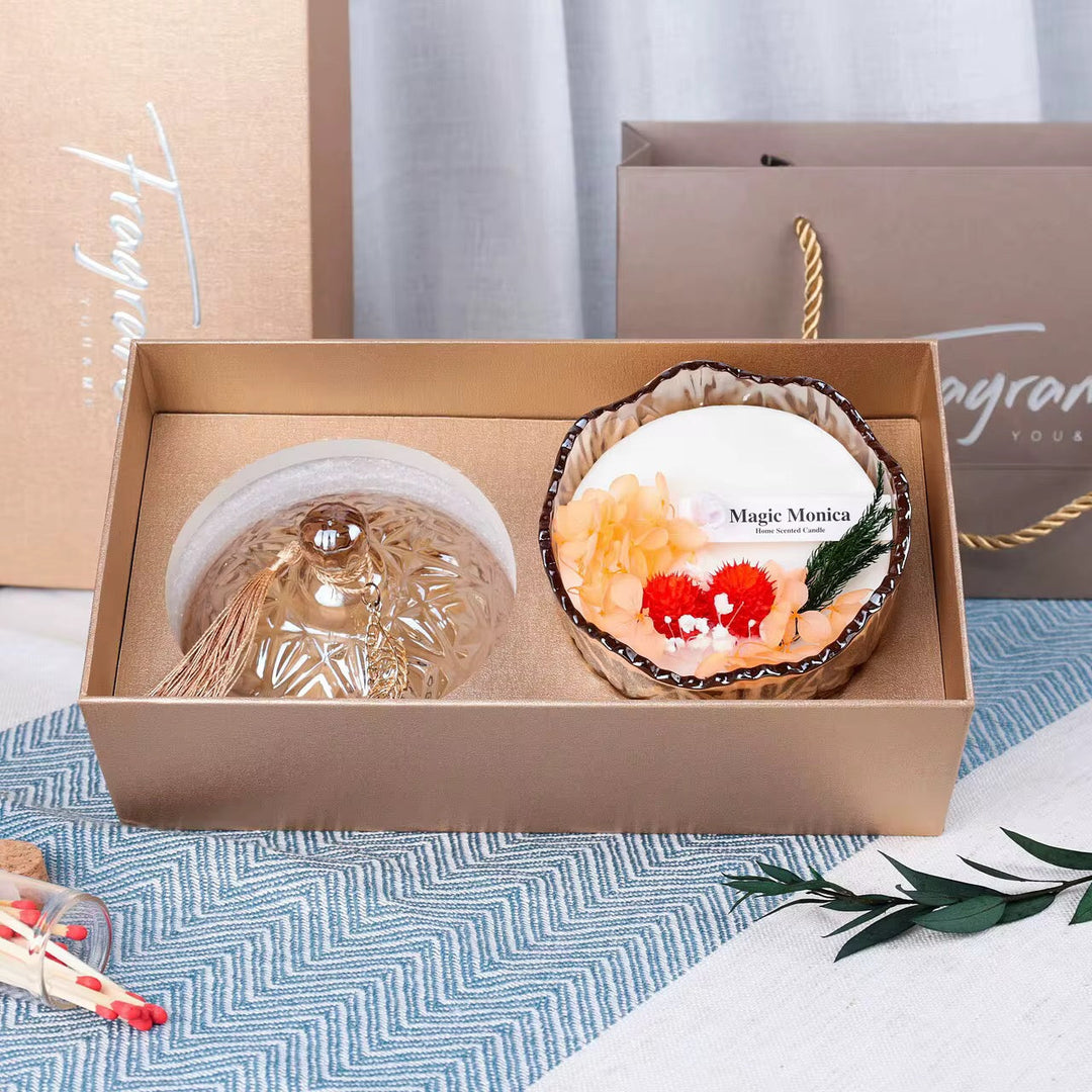 Luxury Scented Candle Gift Set with Glass Jar
