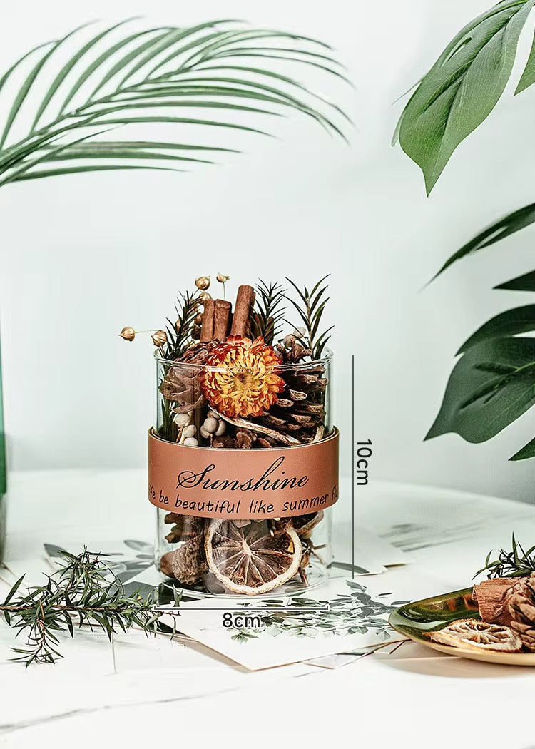 Dried Botanical Potpourri Glass Jars – Decorative Set of 2