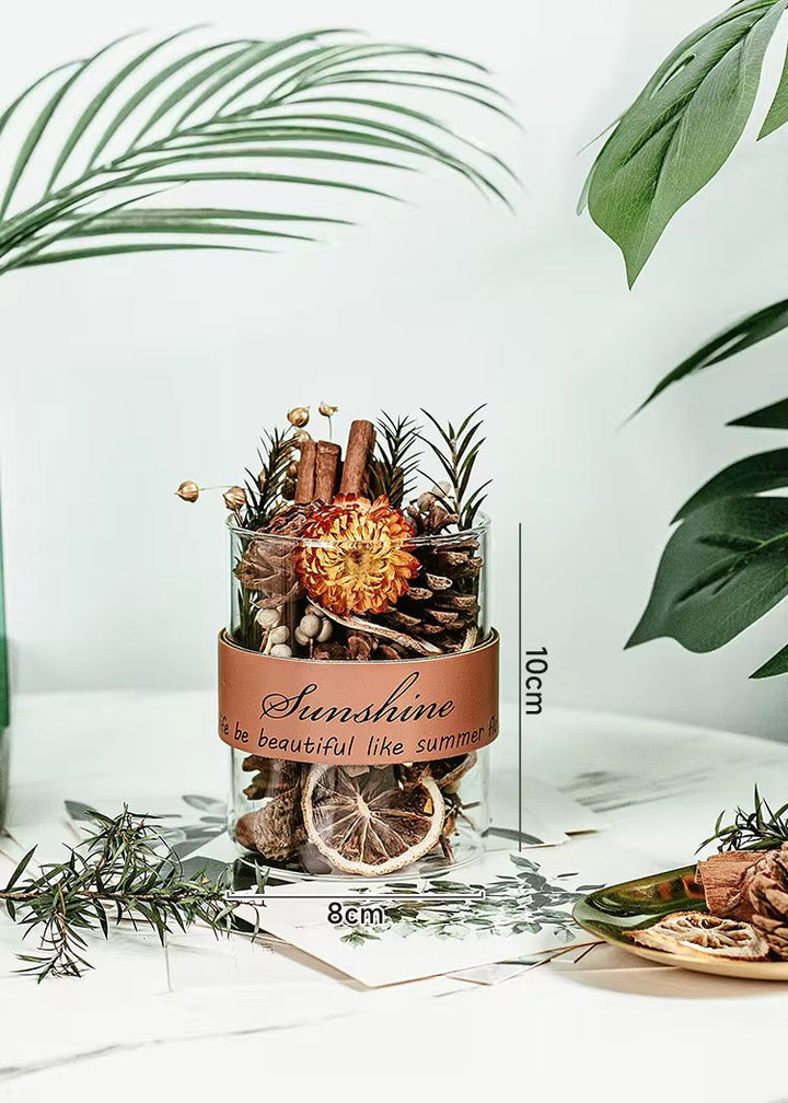 Dried Botanical Potpourri Glass Jars – Decorative Set of 2