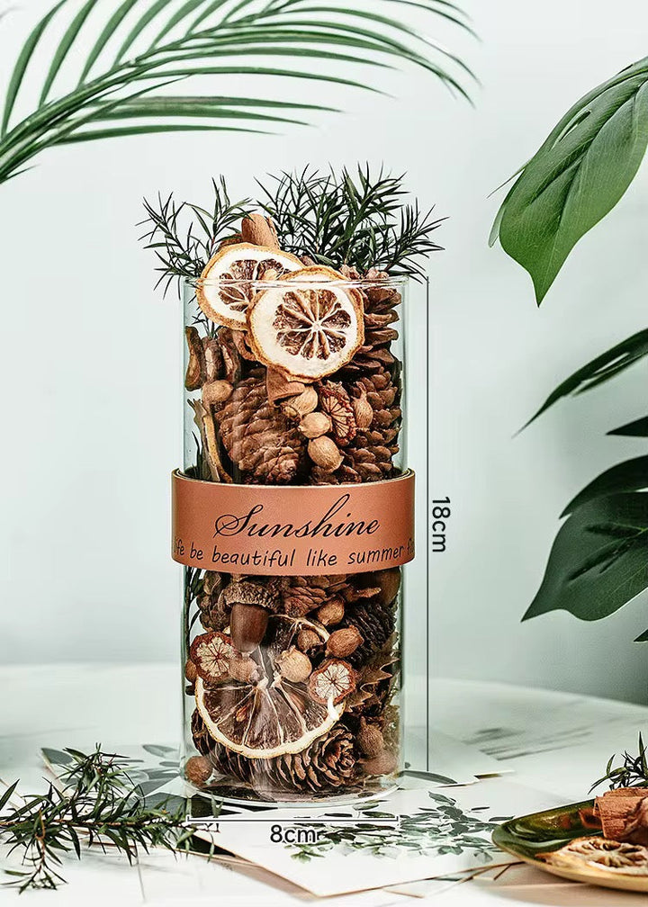 Dried Botanical Potpourri Glass Jars – Decorative Set of 2