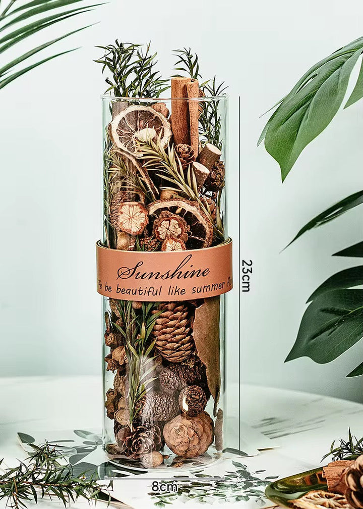 Dried Botanical Potpourri Glass Jars – Decorative Set of 2