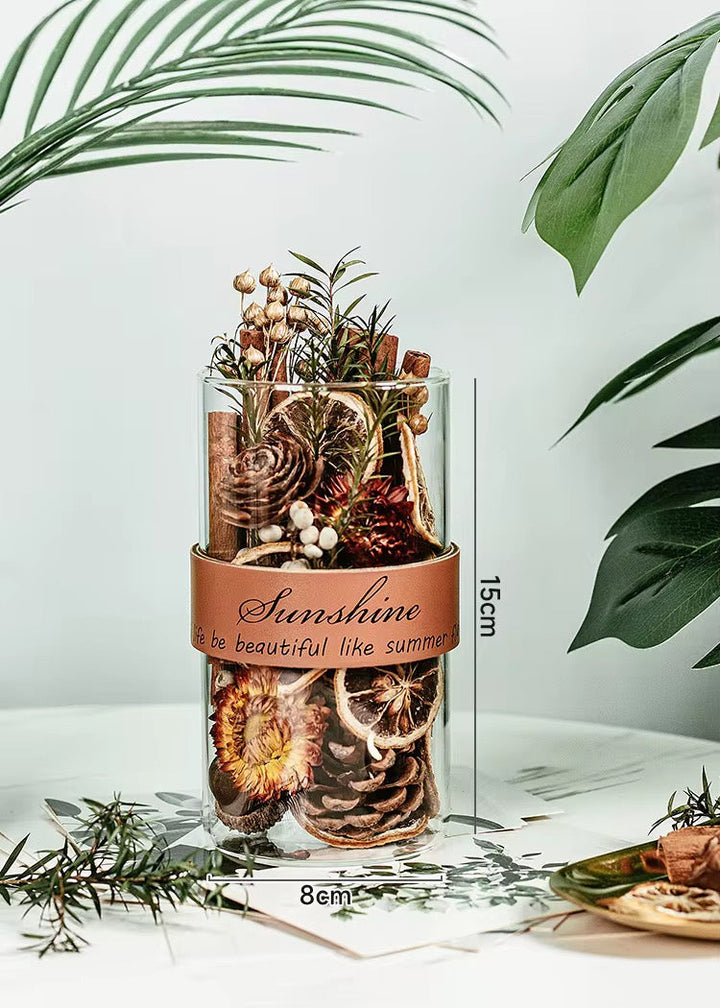 Dried Botanical Potpourri Glass Jars – Decorative Set of 2