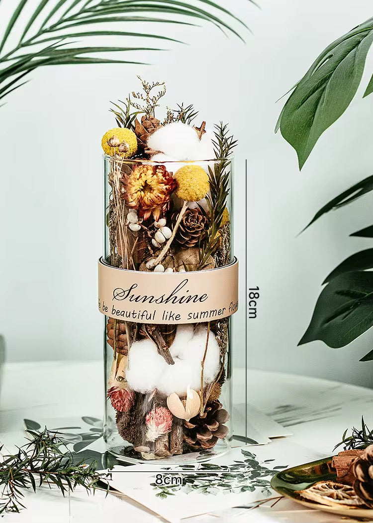 Dried Botanical Potpourri Glass Jars – Decorative Set of 2