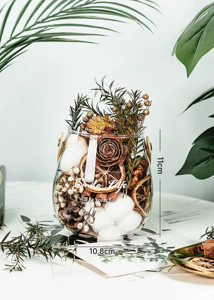 Dried Botanical Potpourri Glass Jars – Decorative Set of 2