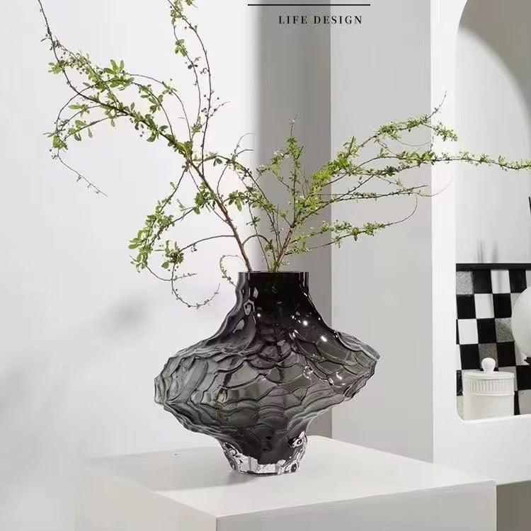 Sculptural Smoky Glass Vase