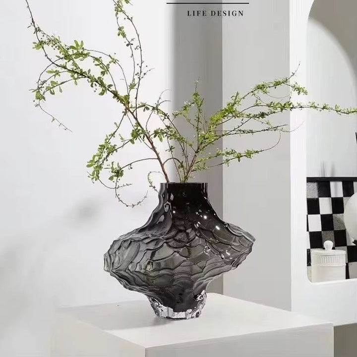 Sculptural Smoky Glass Vase