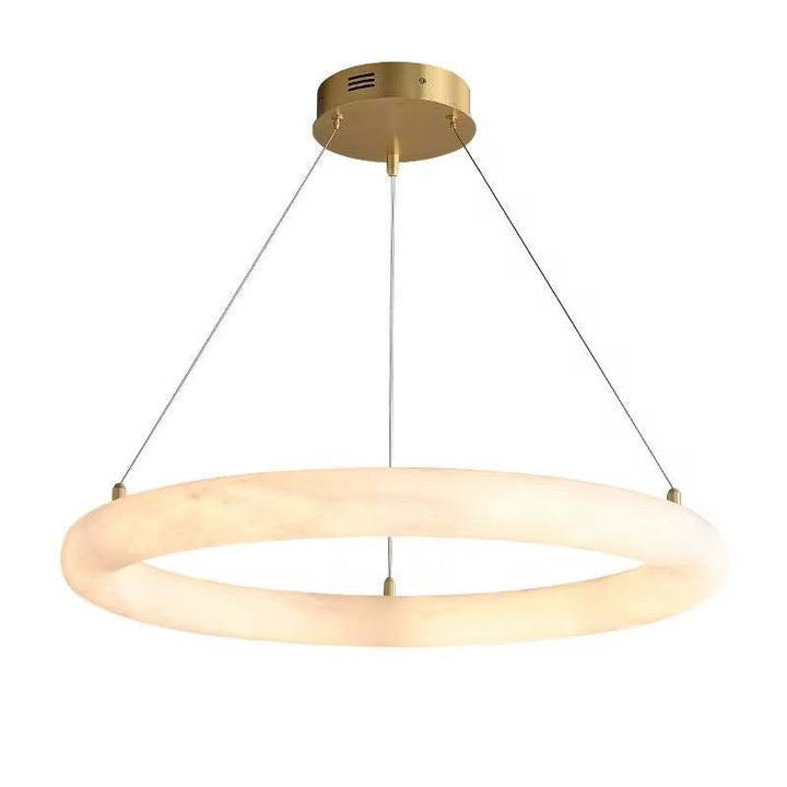 Elegant marble ring chandelier with soft LED glow