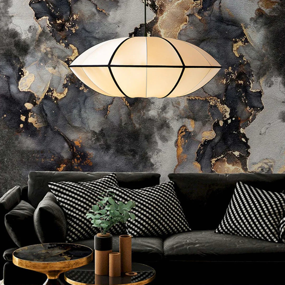 Modern Pendant Light with Oval Fabric Shade