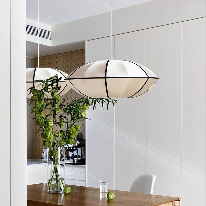 Modern Pendant Light with Oval Fabric Shade