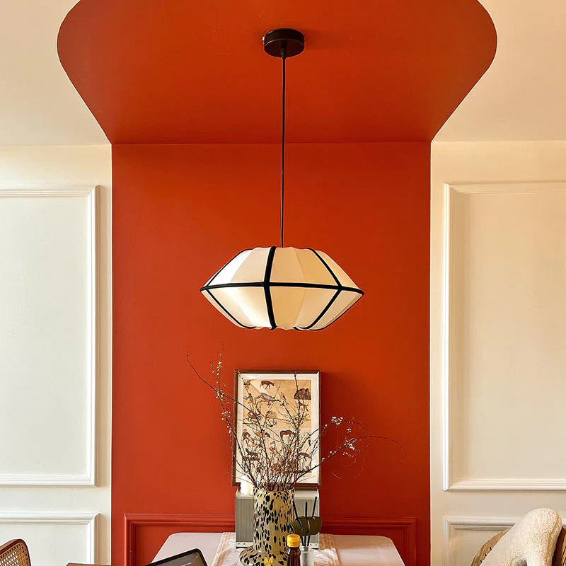 Modern Pendant Light with Oval Fabric Shade