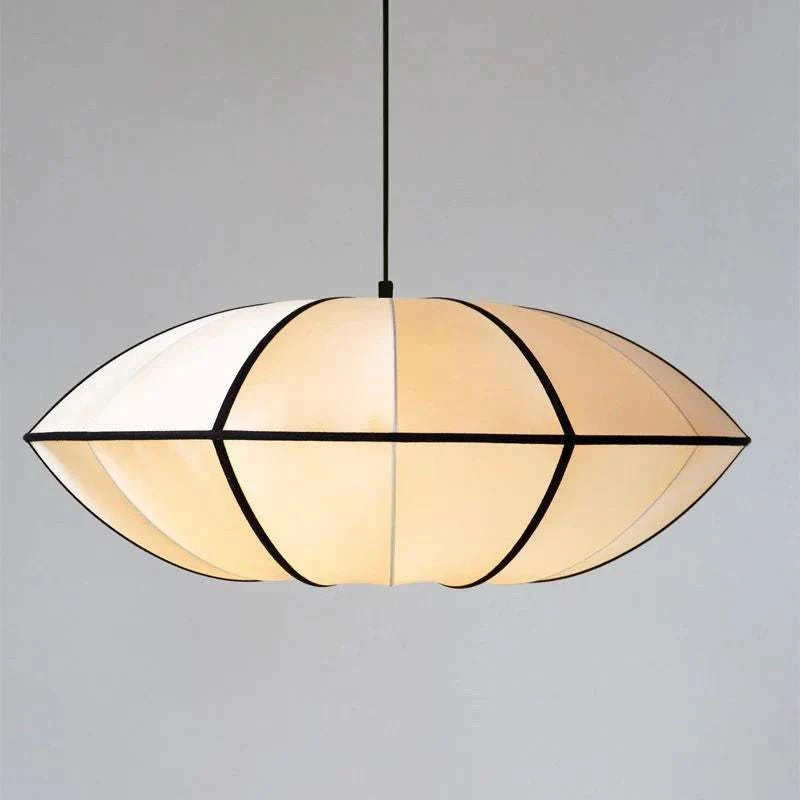 Modern Pendant LightModern Pendant Light with Oval Fabric ShadeElevate your space with this modern pendant light featuring a unique oval fabric shade. The sleek black accents and soft illumination make it a perfect centerpiece fPendant LightingWadi Home