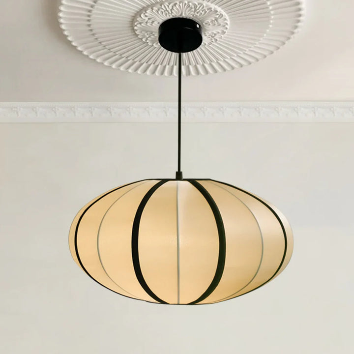 Modern Pendant Light with Oval Fabric Shade