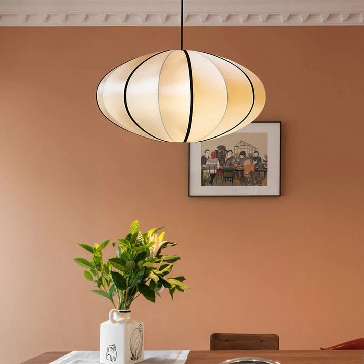 Modern Pendant Light with Oval Fabric Shade