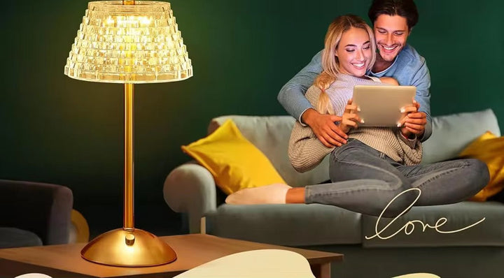 Crystal Shade Gold Table Lamp