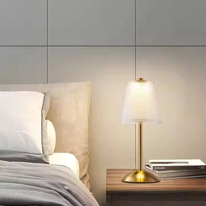 Frosted Shade Gold rechargeable Table Lamp
