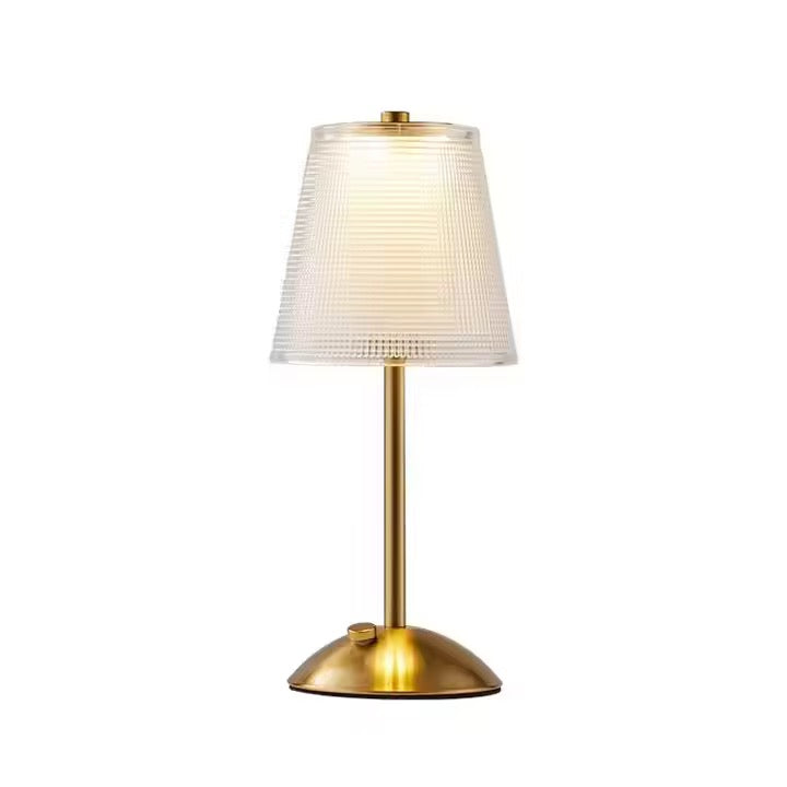Frosted Shade Gold rechargeable Table Lamp