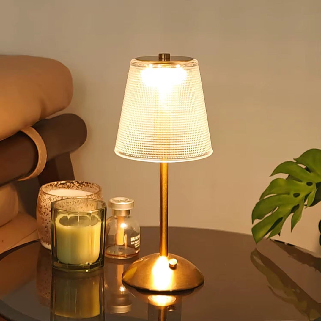 Frosted Shade Gold rechargeable Table Lamp