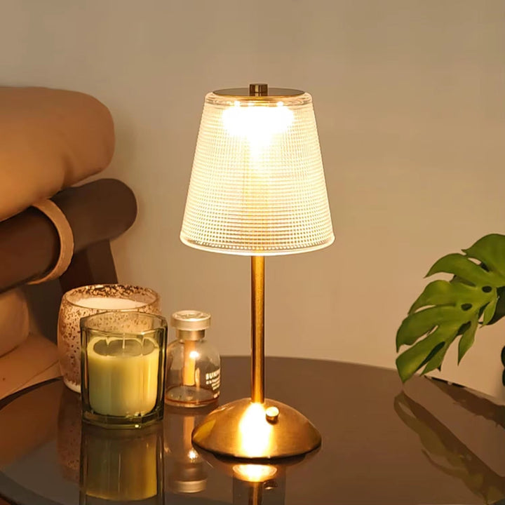 Frosted Shade Gold rechargeable Table Lamp