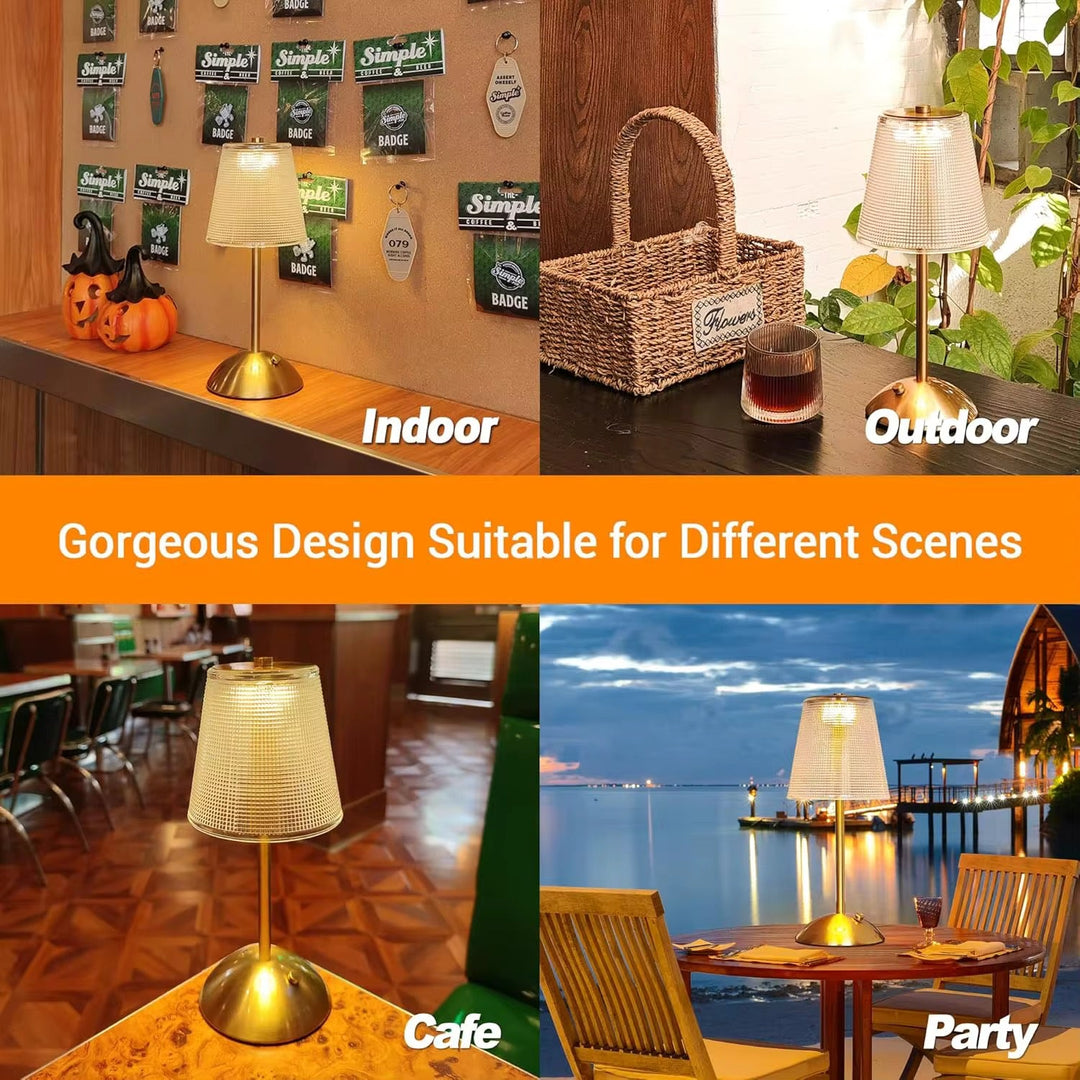 Frosted Shade Gold rechargeable Table Lamp