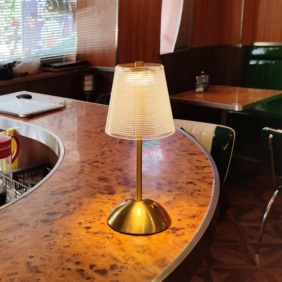 Frosted Shade Gold rechargeable Table Lamp