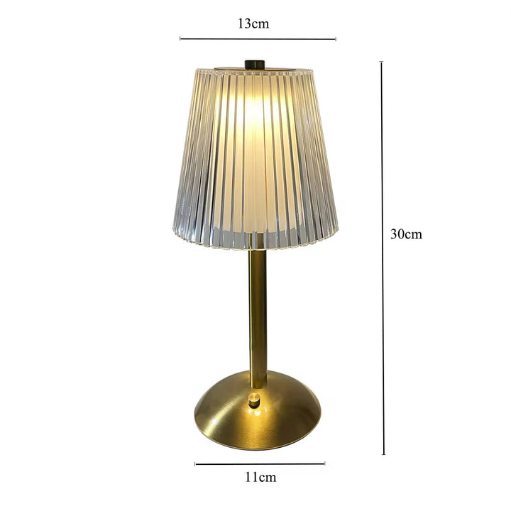 Pleated Shade Gold Rechargeable Table Lamp