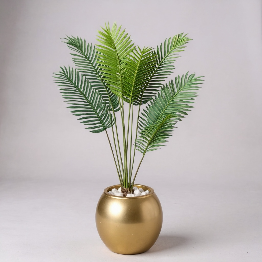 Artificial Palm Plant in Gold Pot