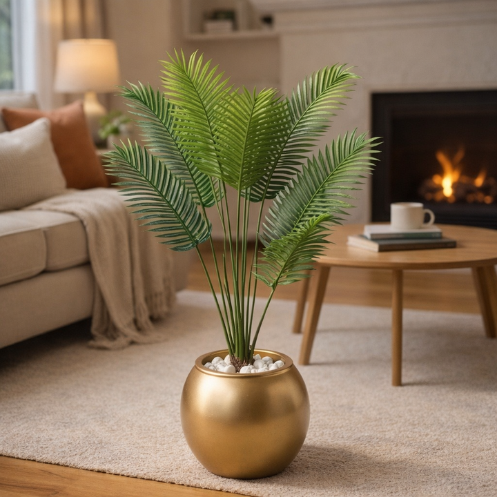 Artificial Palm Plant in Gold Pot
