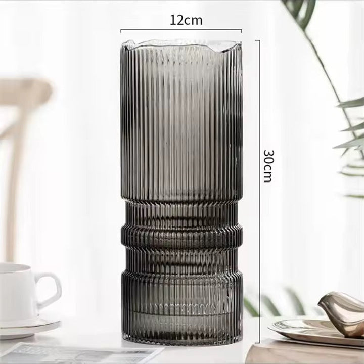 Ribbed Smoky Glass Vase