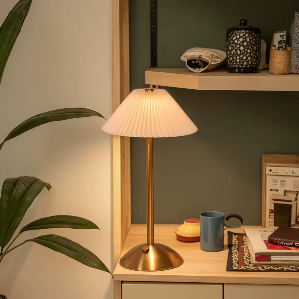Pleated rechargeable Shade Table Lamp