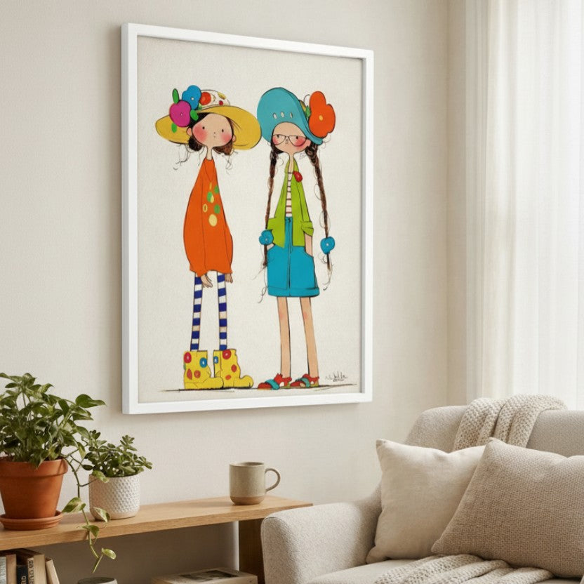 Whimsical Girls Art Canvas