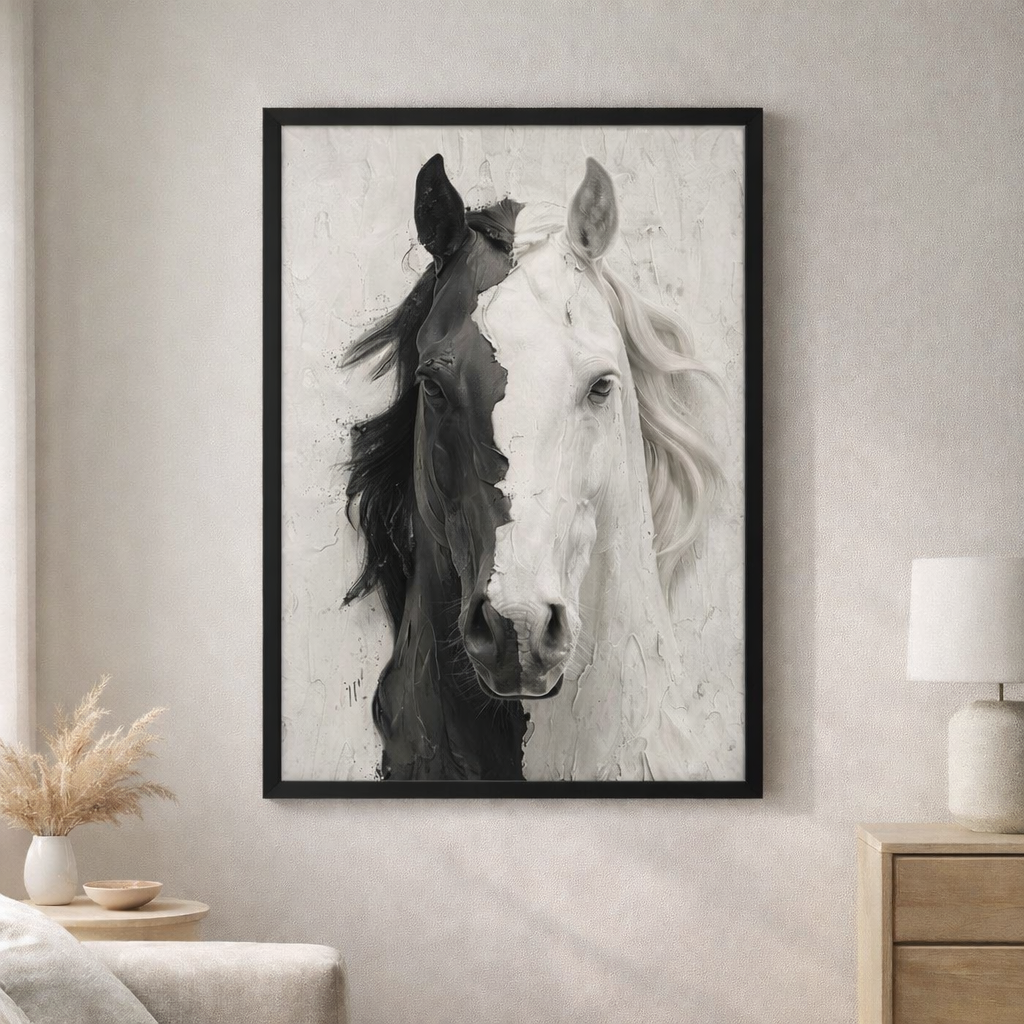 Black & White Horse Canvas Wall Art