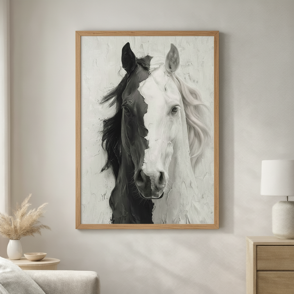 Black & White Horse Canvas Wall Art