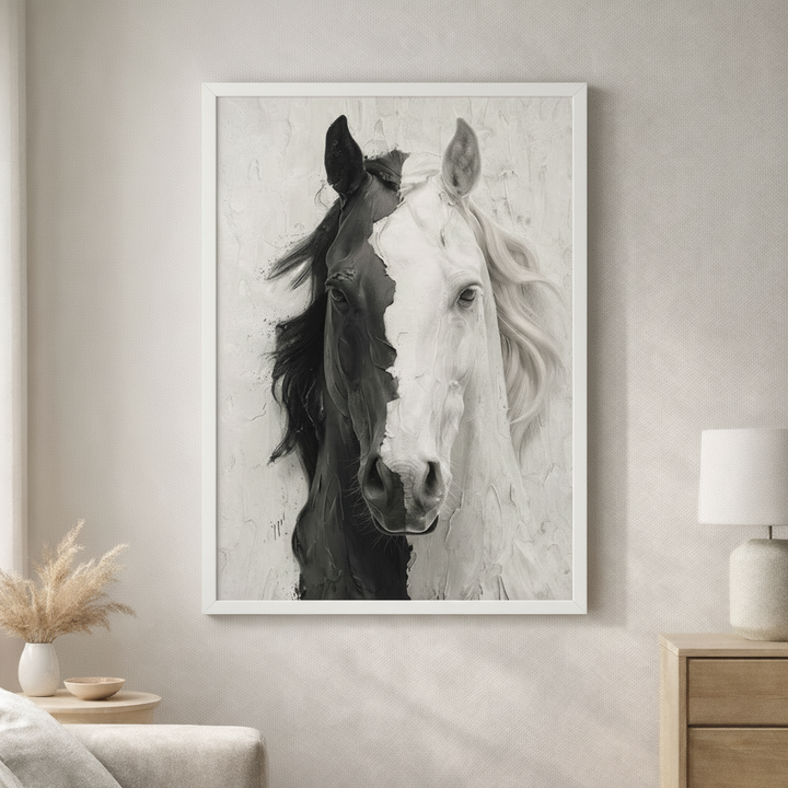 Black & White Horse Canvas Wall Art