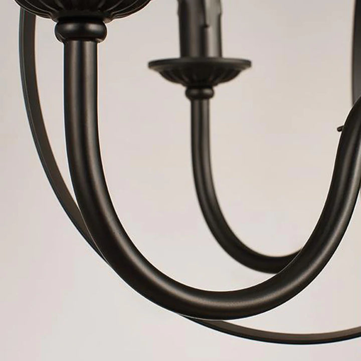 Vintage Black Iron Candle Chandelier