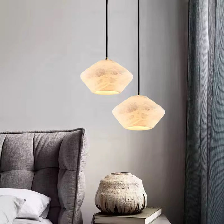 Minimal Artificial Marble Cone Pendant 40 cm