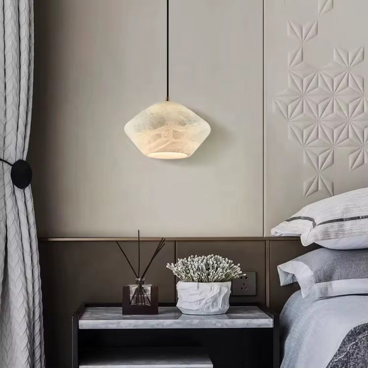 Minimal Artificial Marble Cone Pendant 40 cm