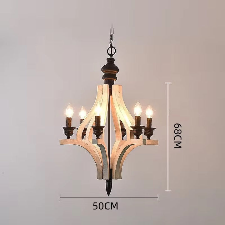 Rustic Wood and Black Metal Chandelier