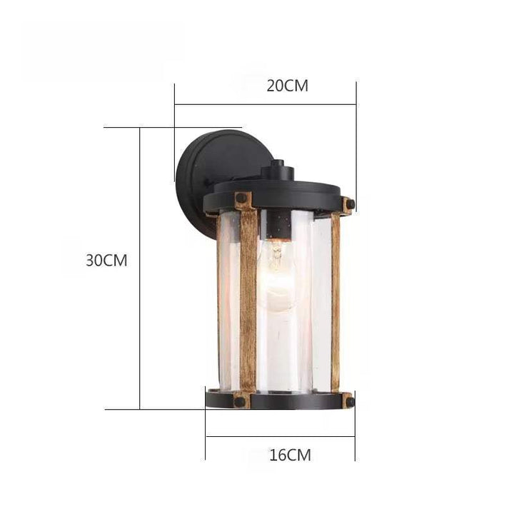 Industrial Black & Brass Outdoor Wall Light