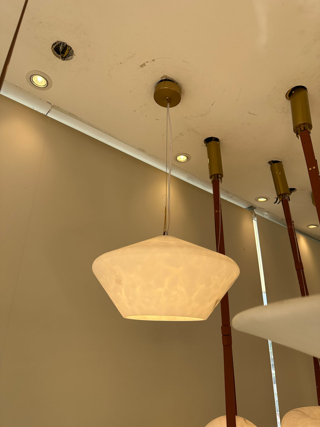 Minimal Artificial Marble Cone Pendant 40 cm