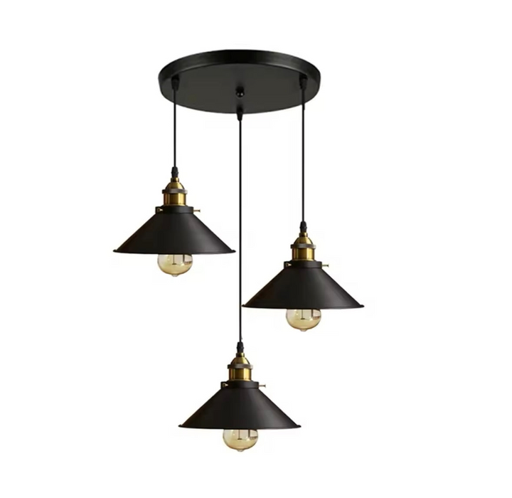 Industrial Black Metal Pendant Light Set