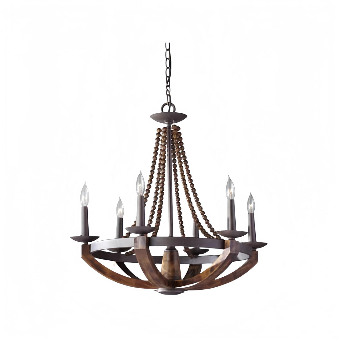 Rustic Chandelier with Beaded Design