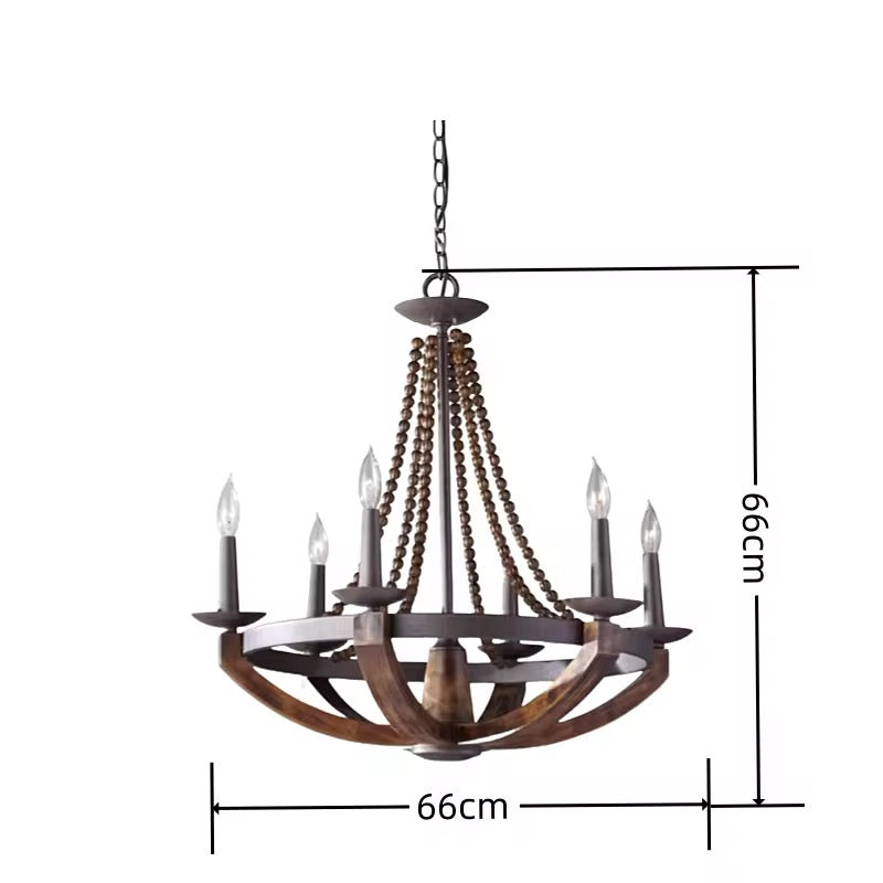 Rustic Chandelier with Beaded Design