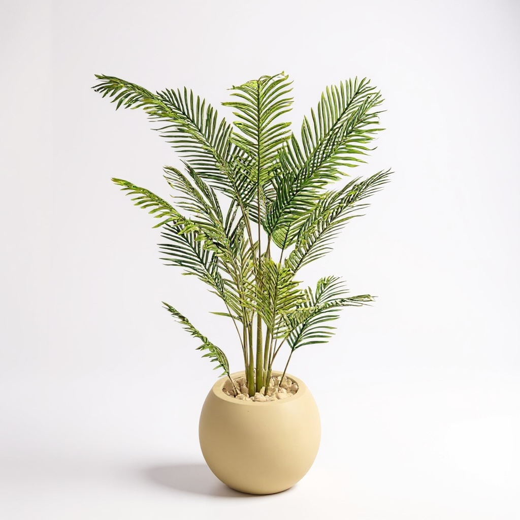 Tall Artificial Palm Plant in Fiberglass Pot