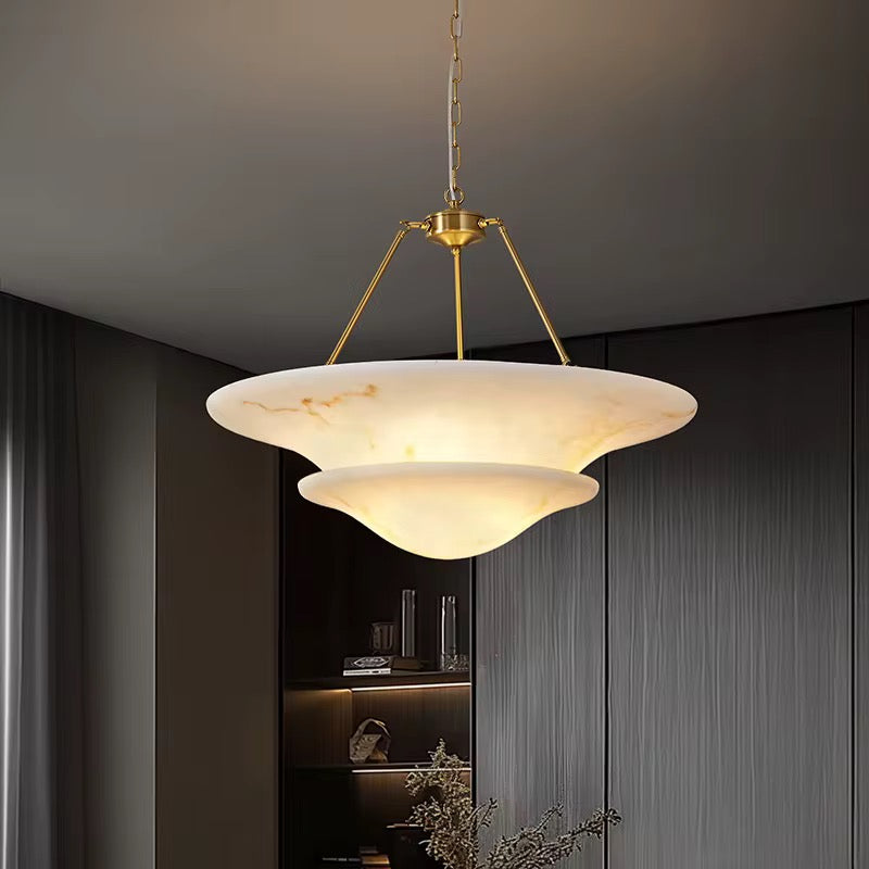 Vintage Artificial Marble Disc Pendant 60 cm