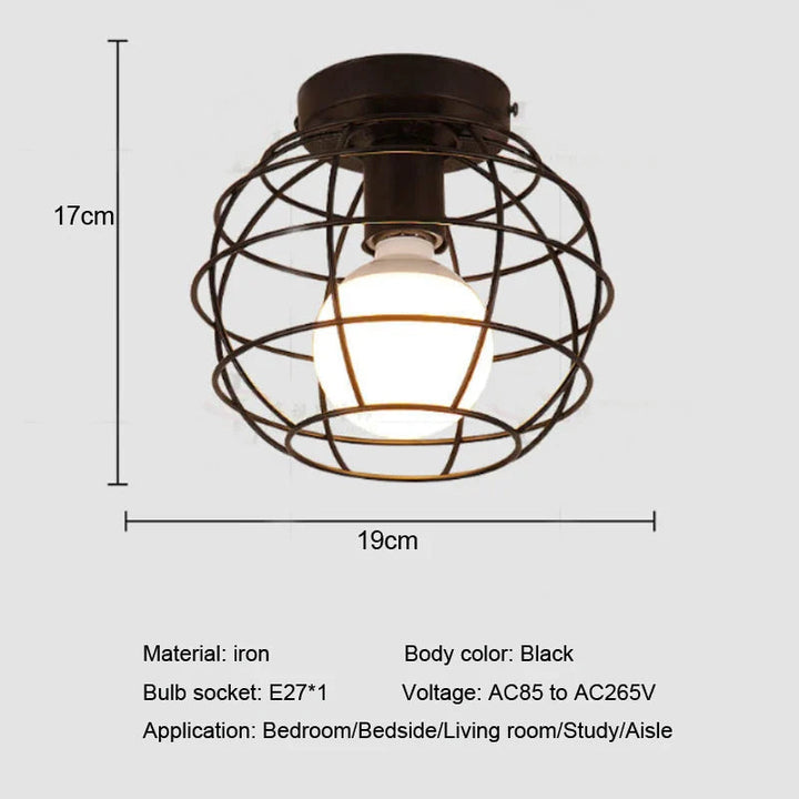 Industrial Globe Cage Ceiling Light