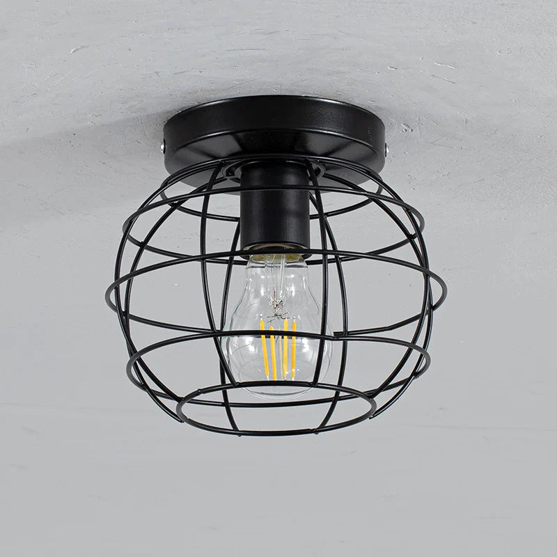 Industrial Globe Cage Ceiling Light