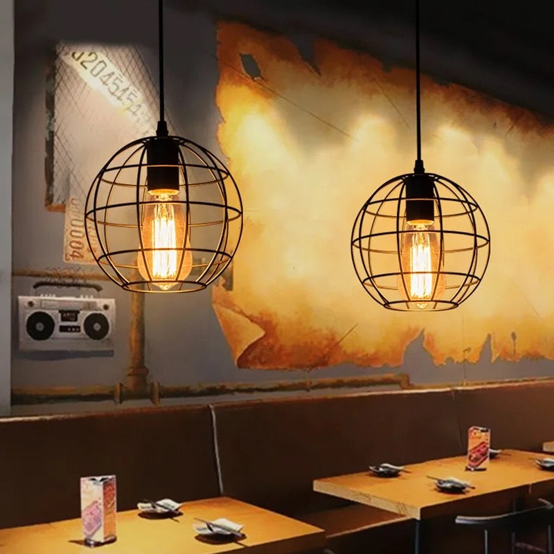 Industrial Globe Cage Ceiling Light