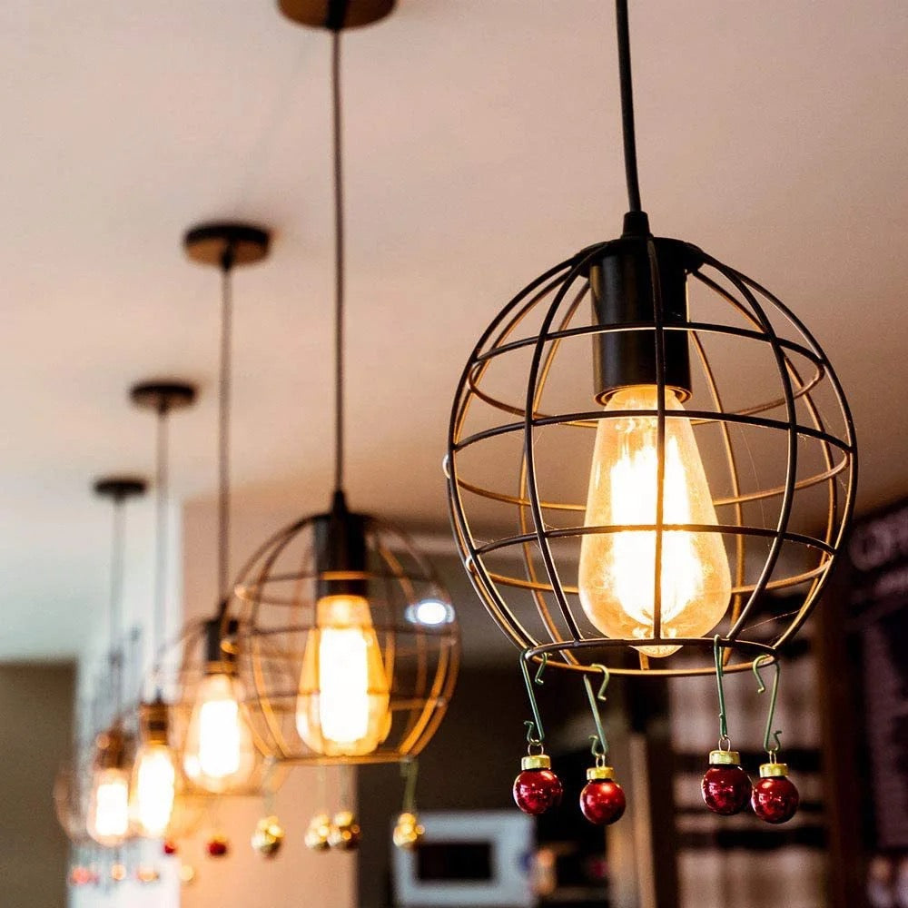 Industrial Globe Cage Ceiling Light