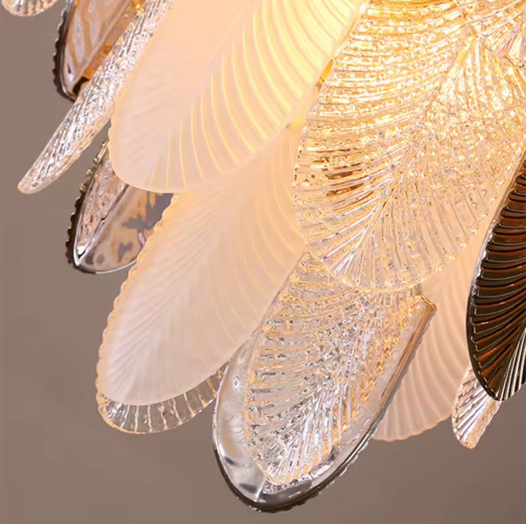 Elegant Feather Chandelier with Gold and White Finish